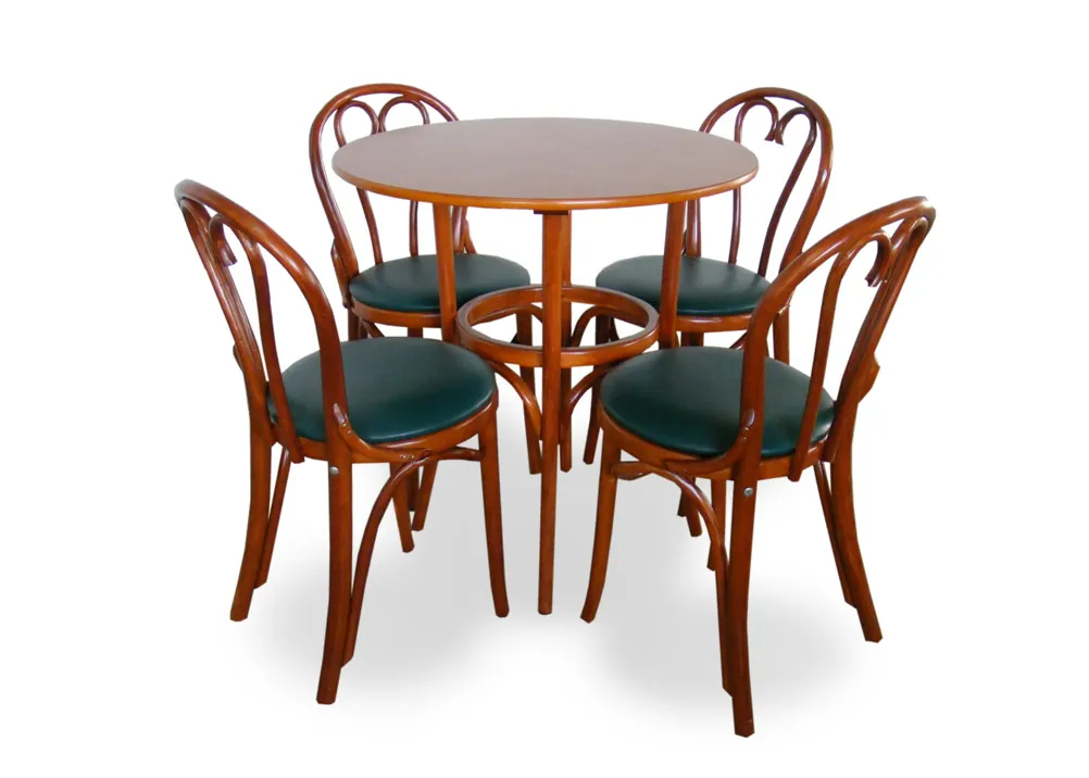 Runder Tisch und 4 gepolsterte Bistrostühle 6018