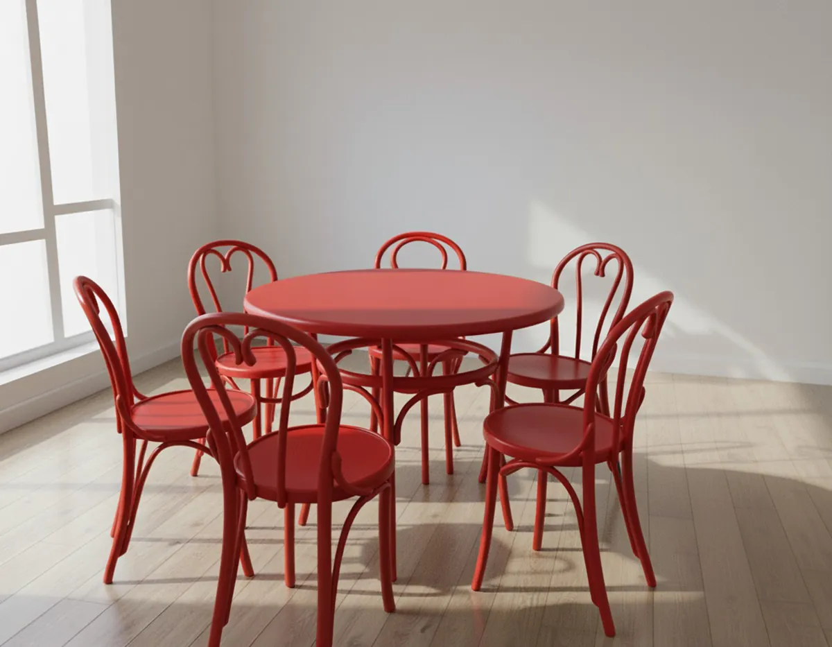 Thonet Tischset mit sechs Stühlen