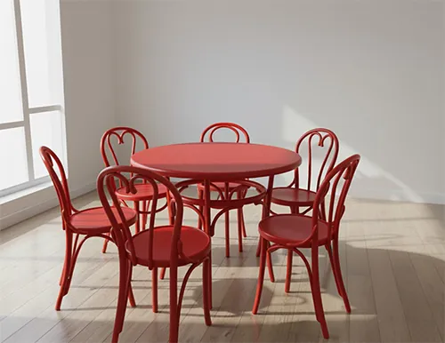 Thonet Tischset mit sechs Stühlen