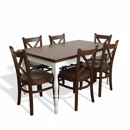 Country III Tischset in zwei Farben mit sechs MD470 Stühlen