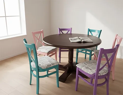 Stühle MD470 mit rundem Säulentisch 120